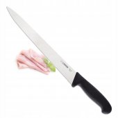 Nóż masarski do szynki, wędliny, nóż z piłką do cięcia, nierdzewny, 28cm, czarny, GIESSER 7305 AW 28